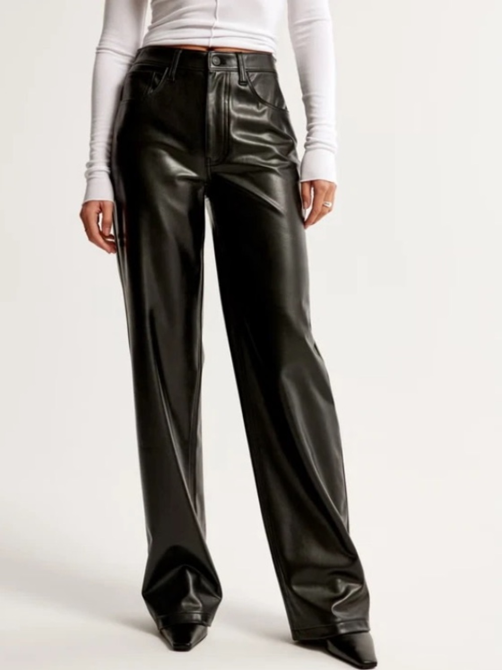 Abercrombie &Fitch The Loose High-Rise Vegan Leather Wide-Leg Pants